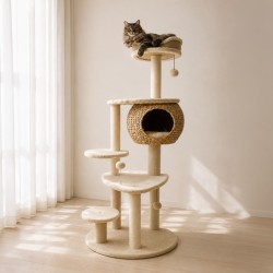 RASCADOR TWINBEE ARBOL CON PLATAFORMA CON SISAL Y NIDO 60×48x134 cm