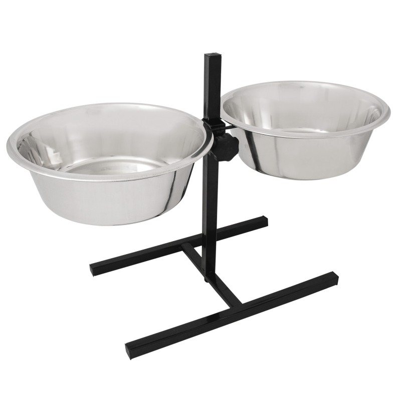 SET BOWLS-COMEDERO REGULABLE EN ALTURA ACERO INOX. 2X4L NS