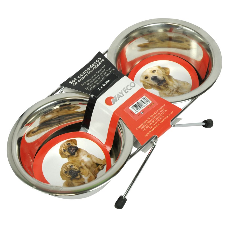 SET COMEDEROS ACERO INOX 2 x 0,35L.