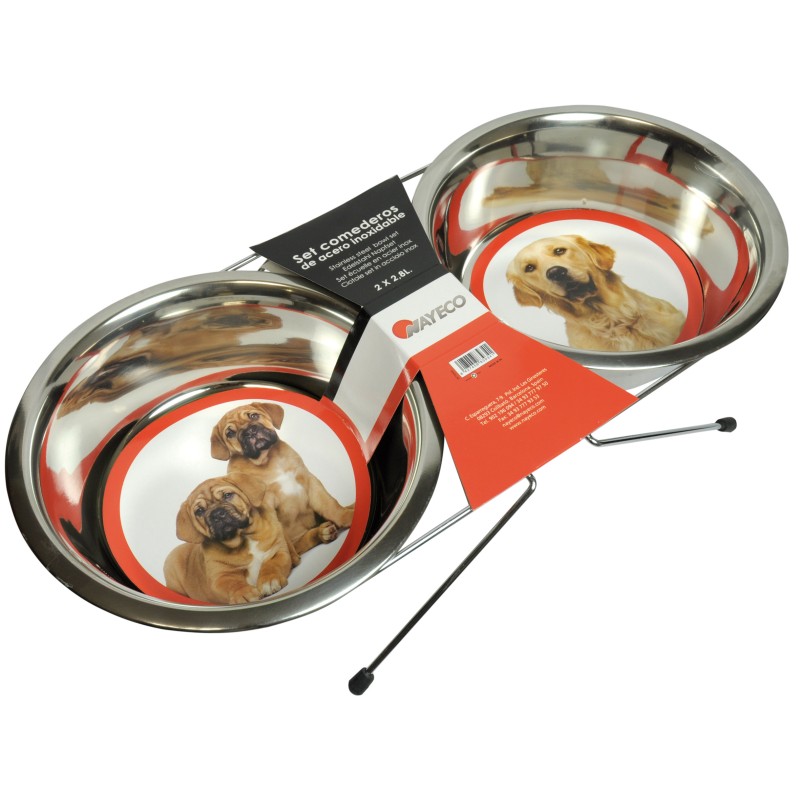 SET COMEDEROS ACERO INOX 2 x 2,80L.