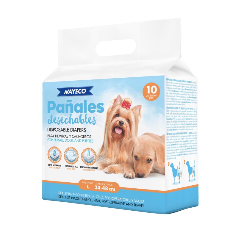 PAÑAL PARA PERRO L 10uds. (34-48cm)