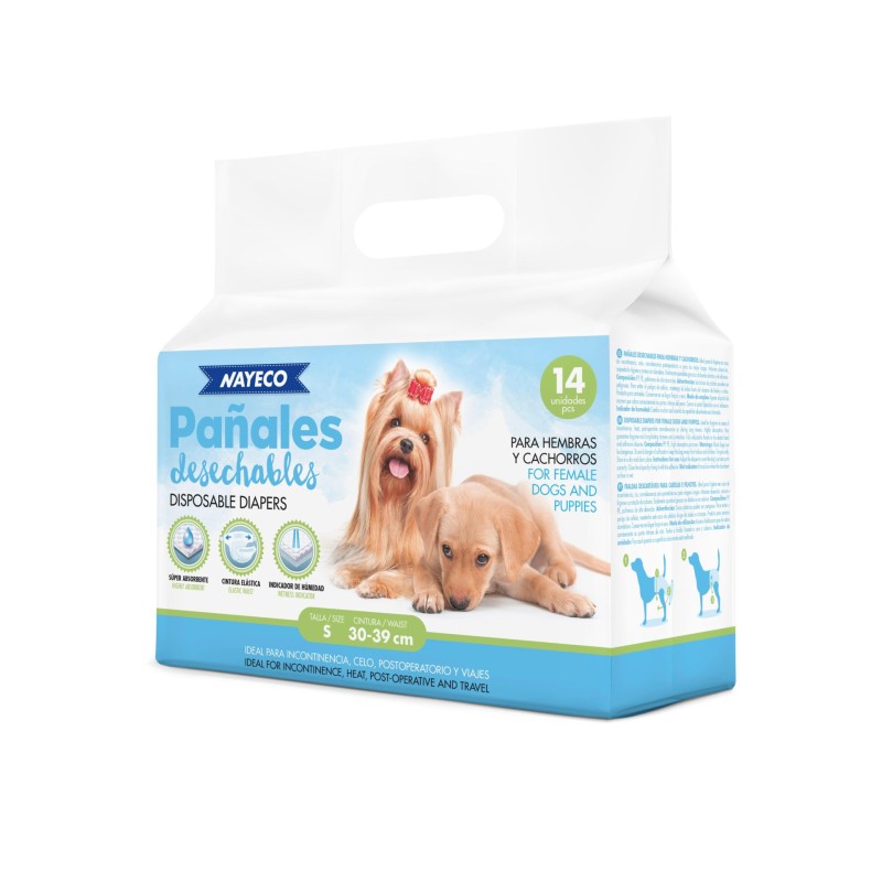 PAÑAL PARA PERRO S 14uds. (30-39cm)