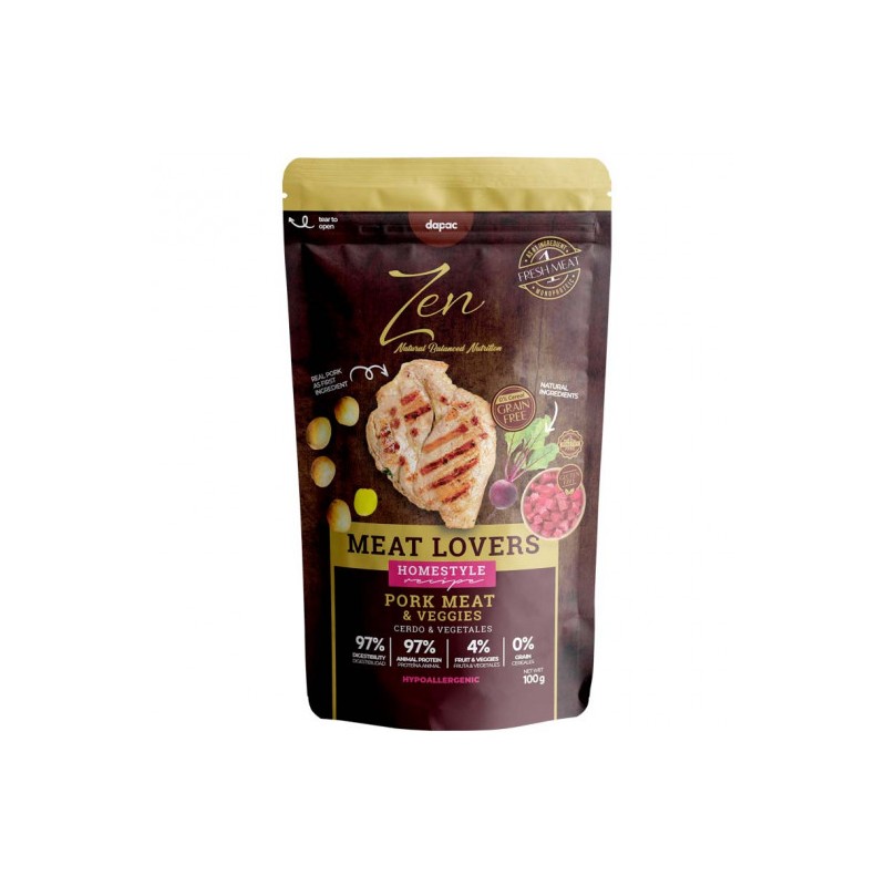 Zen pouches DOG Meat Lovers CERDO 100gr (12 uds)