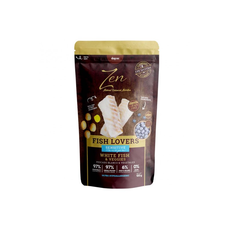 Zen pouches DOG Fish Lovers PESCADO BLANCO 100gr (12 uds)
