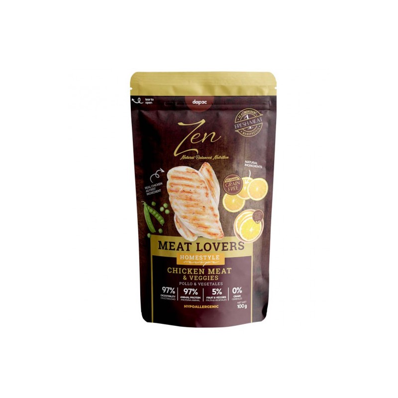 Zen pouches DOG Meat Lovers POLLO 100gr (12 uds)