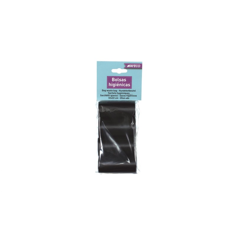 BOLSAS HIGIENICAS 4 ROLLOS de 20 bolsas NEGRO