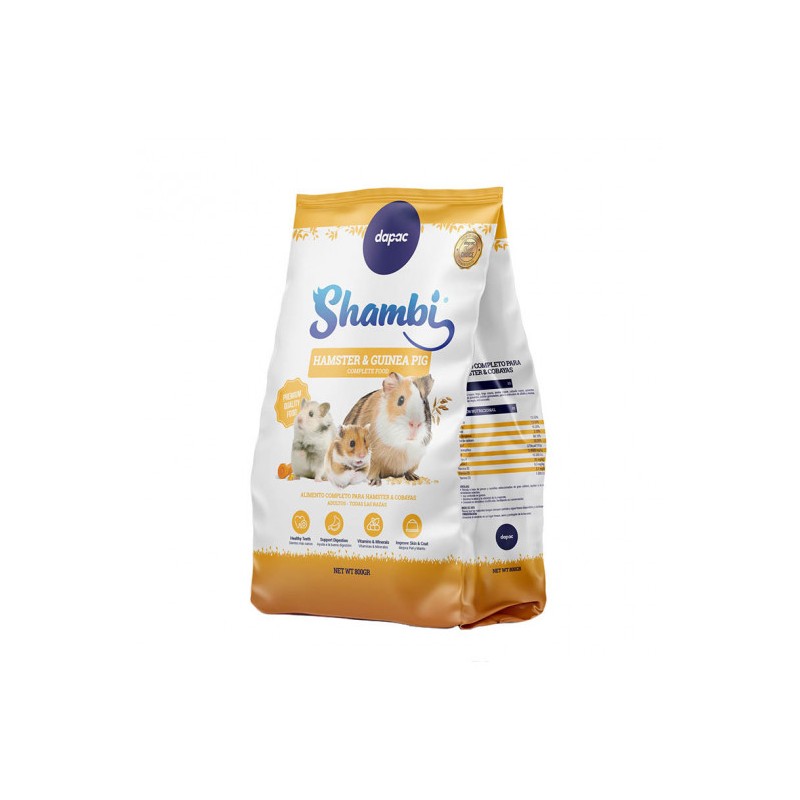 SHAMBI Bolsa Mixtura Hamsters y cobayas 800 gr. DAPAC (caja/10uds)
