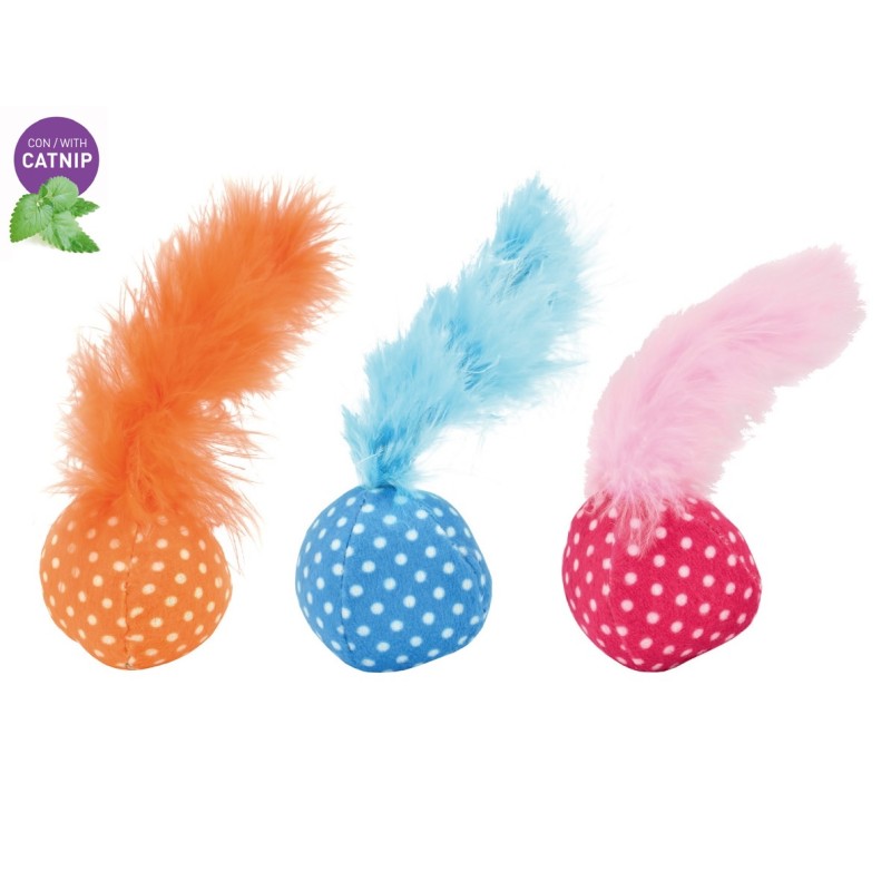 PELOTA TOPOS CON PLUMA CON CATNIP (U.M.V.3)