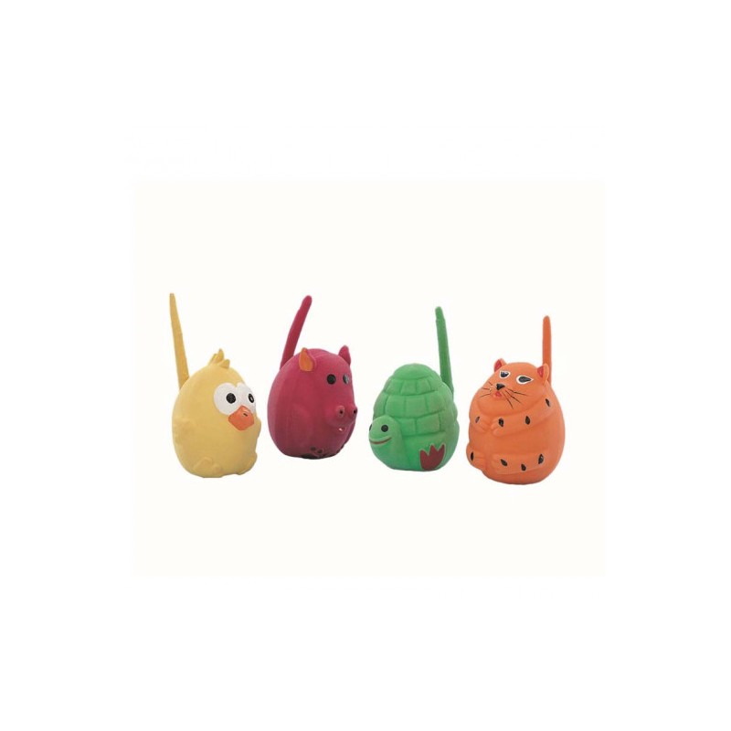 Nobby PACK de 4 peq animales REDONDOS latex 6cm