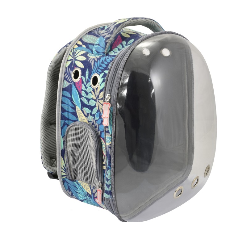MOCHILA SPACE CON FLORES AZUL  33x26x43 cm