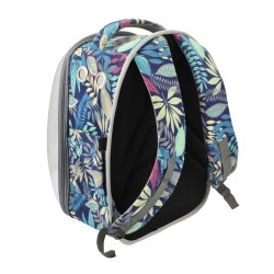 MOCHILA SPACE CON FLORES AZUL  33x26x43 cm