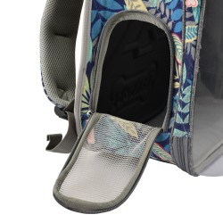 MOCHILA SPACE CON FLORES AZUL  33x26x43 cm