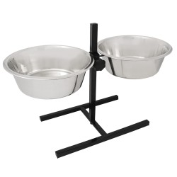 SET BOWLS-COMEDERO REGULABLE EN ALTURA ACERO INOX. 2X4L NS