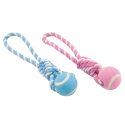 PELOTA TENIS CON CUERDA BICOLOR 30cm. 105-115gr. (UMV 4uds.)