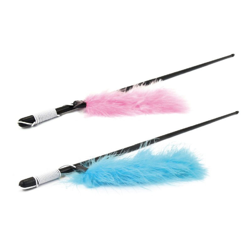 VARA CON PLUMA COLORES 48CM (U.M.V 4uds)