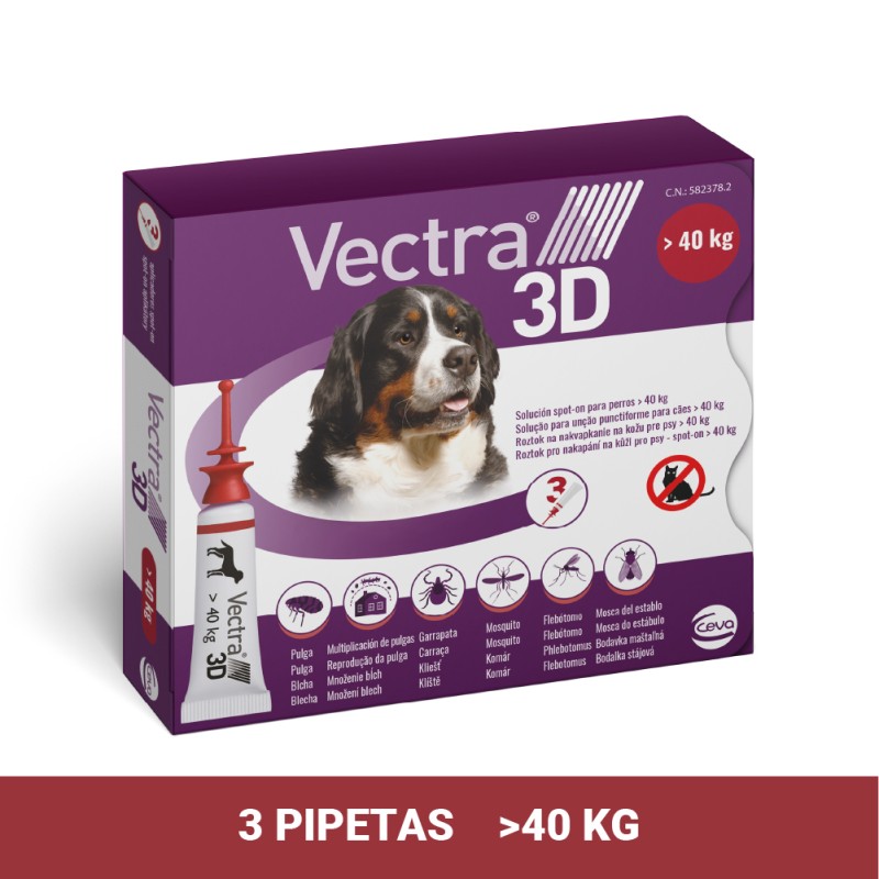 VECTRA 3D XL DOG +40kg caja 3 pipetas