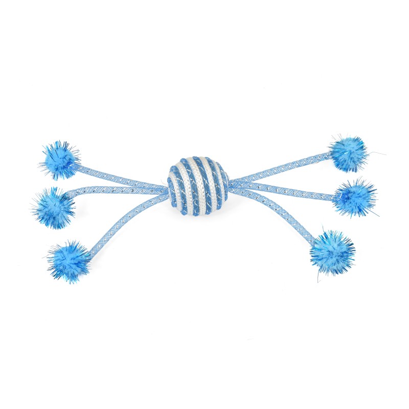 PELOTA CON POMPONES AZUL (UMV 3uds.)