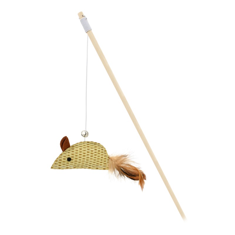 VARA CON RATON PAPIRUS Y PLUMA 40cm (UMV 3uds.)
