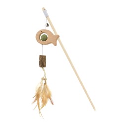 VARA ANIMALES MADERA CON CATNIP Y PLUMA (UMV 3uds.)