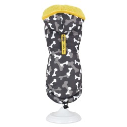CHAQUETA CAMUFLABONES GRIS CON BORREGUITO AMARILLO 20CM D.