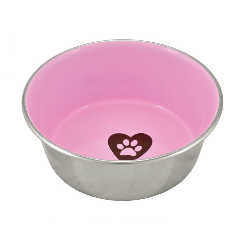 COMEDERO INOX.ANTIDES.LOVE PAW ROSA 0,36LT