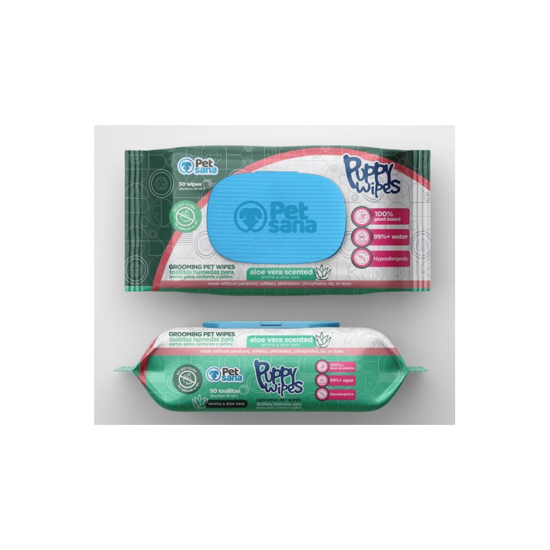 TOALLITAS PETSANA PUPPY WIPES Aloe Vera (50 uds.)