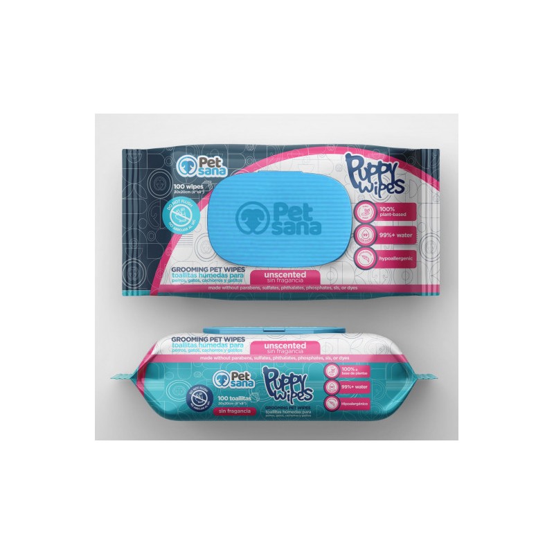 TOALLITAS PETSANA PUPPY WIPES sin Fragancia (100 uds.)
