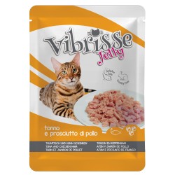 VIBRISSE GATO POUCH ATUN Y JAMONCITOS DE POLLO EN GELATINA 70g (18uds/caja)