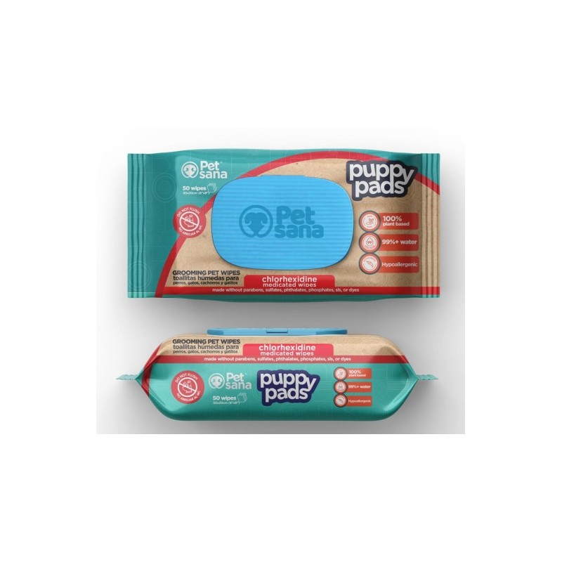 TOALLITAS PETSANA CLORHEXIDINA PARA PERROS Y GATOS (60 uds.)