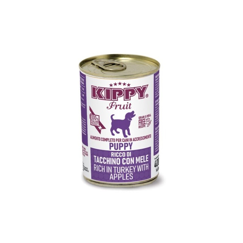 KIPPY PATE DOG PUPPY LATA PAVO CON MANZANA 400gr  (24 uds)