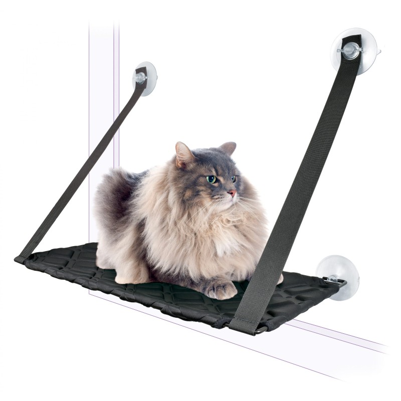 HAMACA GATO CON VENTOSA NEGRA 59x33cm