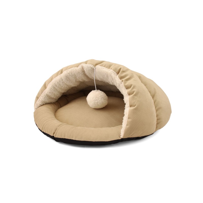 CAMA CUEVA BEIGE CON PELOTA 45x43x25cm