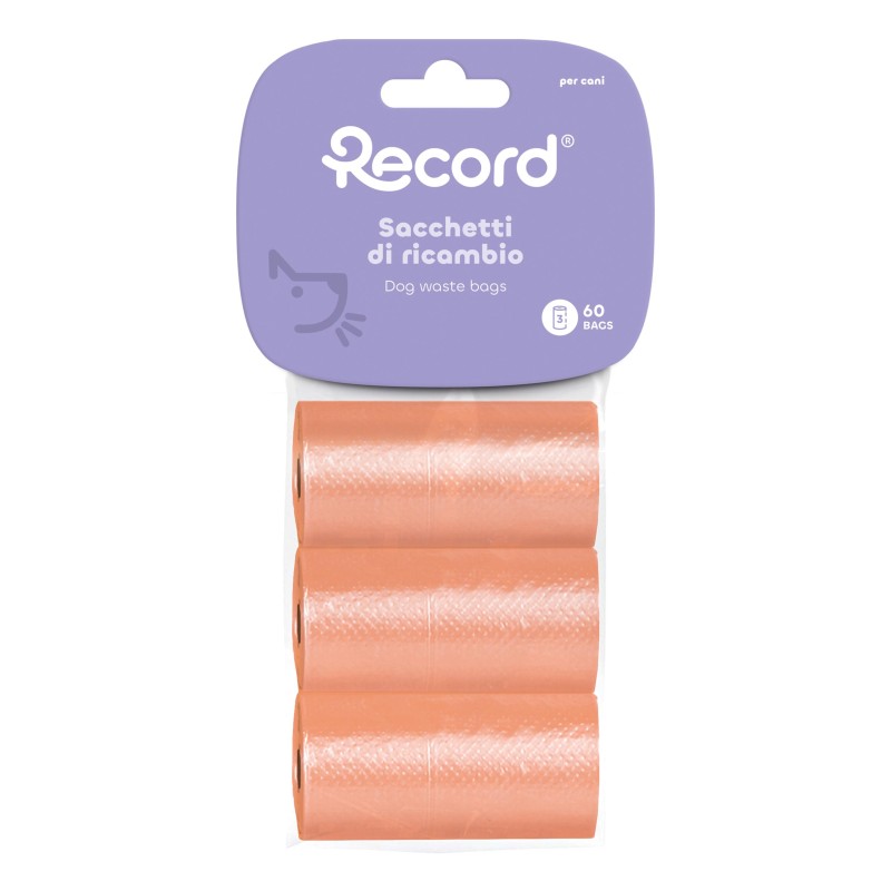 RECORD BOLSAS HIGIENICAS 3 ROLLOS POR 20 BOLSAS COLORES SURTIDOS
