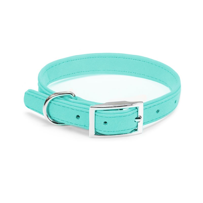 COLLAR PARA PERRO RECORD PIEL AGUAMARINA XS 1.6X20-30 CM