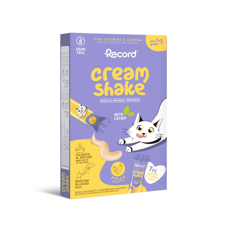 RECORD SNACK LIQUIDO PARA GATOS 7X12G POLLO Y CATNIP (12 uds/caja)