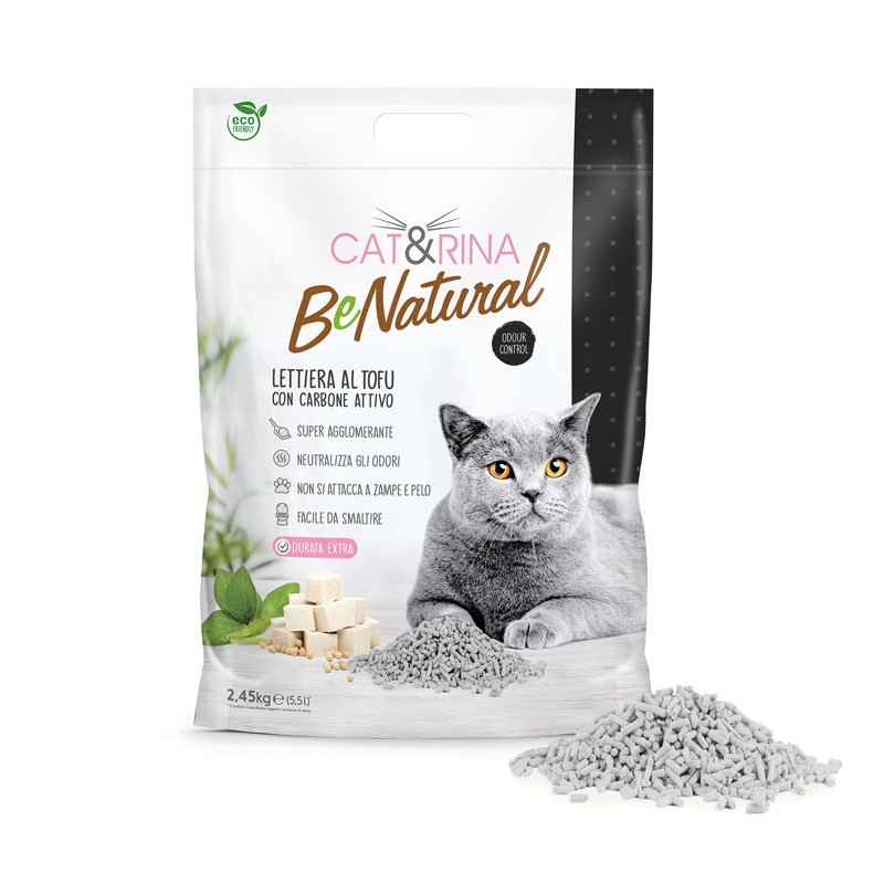 Arena para gatos CAT&RINA BENATURAL TOFU 2450 G 5,5 L CARBON ACTIVO