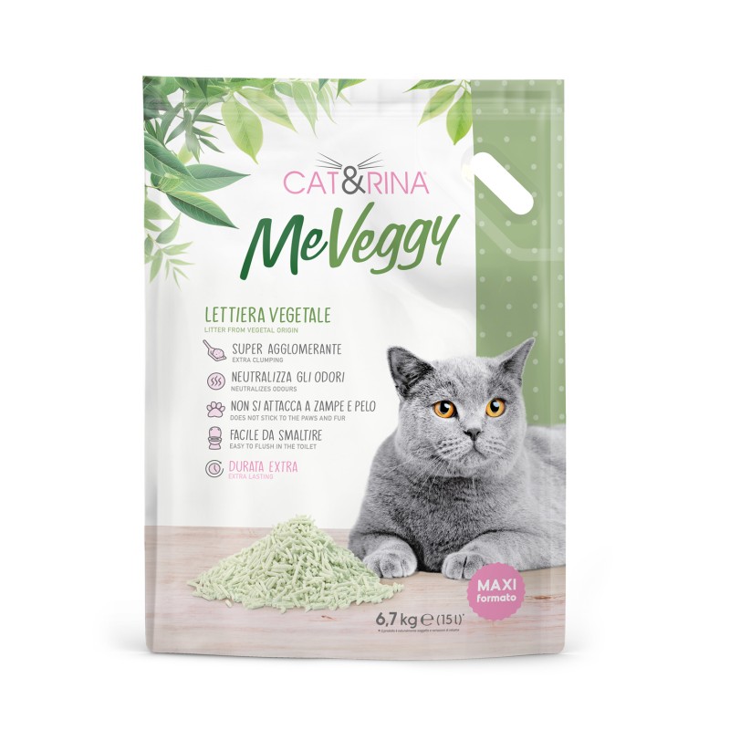 Arena vegetal CAT&RINA MEVEGGY 15 L 6700 G 15 L CLÁSICA
