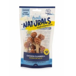FRESH NATURALS CHICKEN DUMBBELL WITH RICE- HUESOS DE POLLO CON ARROZ 90gr (10uds/caja)