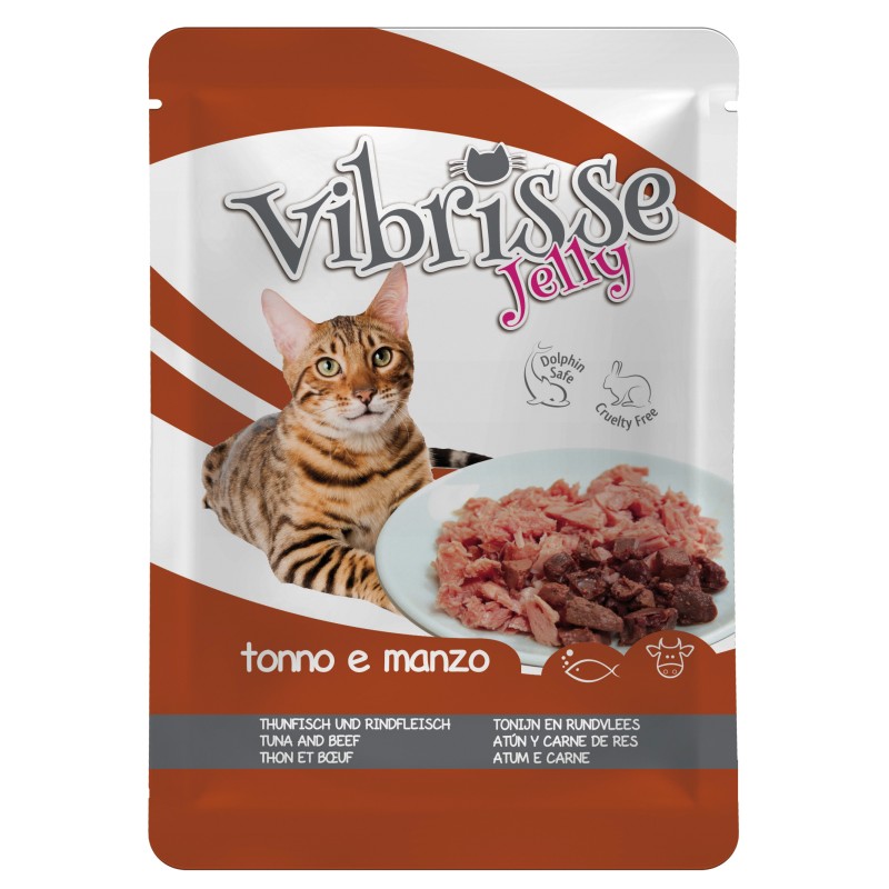 VIBRISSE GATO POUCH ATUN Y TERNERA EN GELATINA 70g (18uds/caja) NS