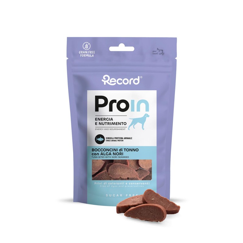 RECORD PROIN BOCADOS DE ATÚN CON ALGA NORI PARA PERROS 75G RECORD (12uds/caja)