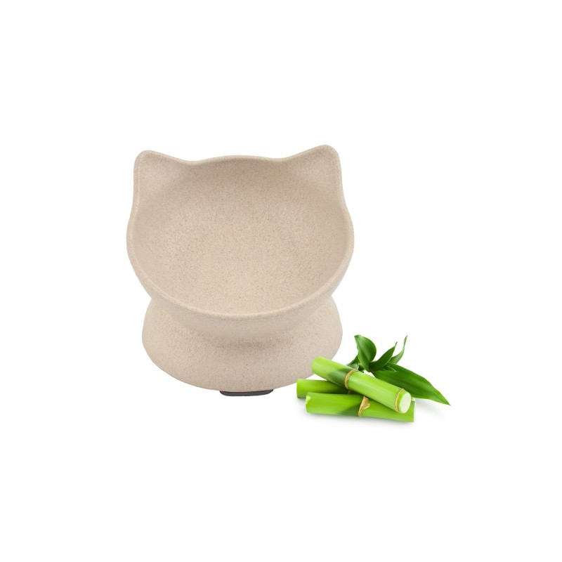 COMEDERO GATO BAMBU ELEVADO BEIGE 140ml