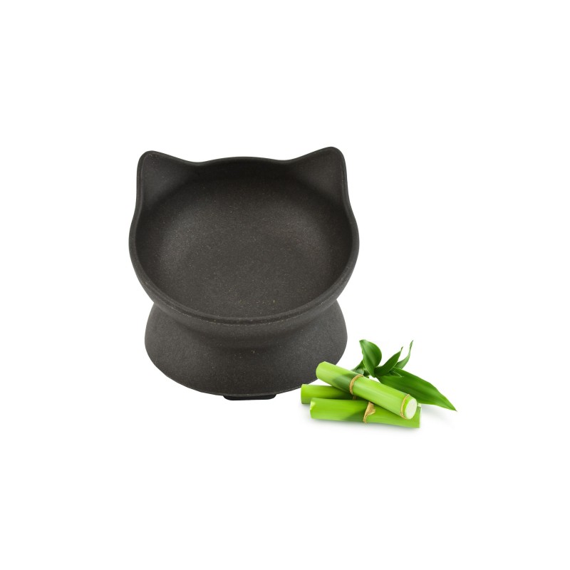 COMEDERO GATO BAMBU ELEVADO NEGRO 140ml