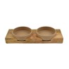 SET COMEDEROS BAMBU CON SOPORTE MADERA DE MANGO 33x13x5cm