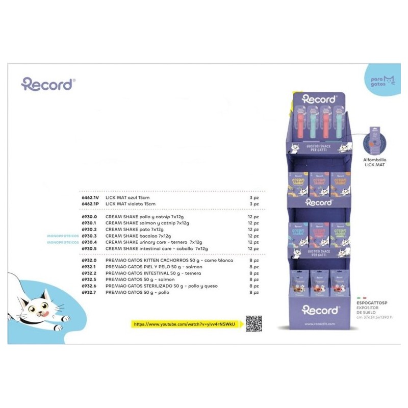 RECORD EXPOSITOR SNACKS DE GATO
