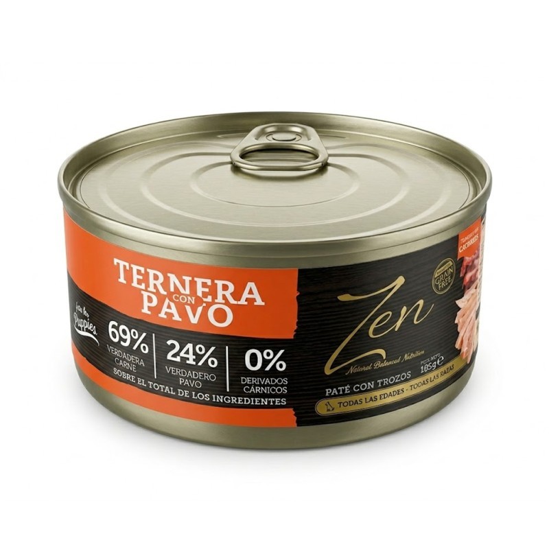 ZEN Paté perros TERNERA CON PAVO 185 gr. (24uds/caja)