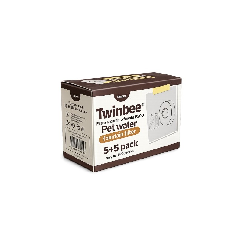 PACK 5+5 FILTRO RECAMBIO TWINBEE BEBEDERO SERIE P200