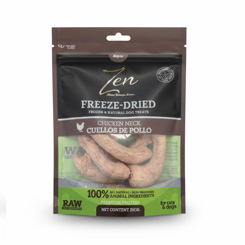 ZEN FREEZE DRIED CUELLOS DE POLLO LIOFILIZADOS 25g (5uds/caja)