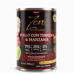 ZEN paté perros POLLO CON TERNERA Y MANZANA 400 gr (12uds/caja)