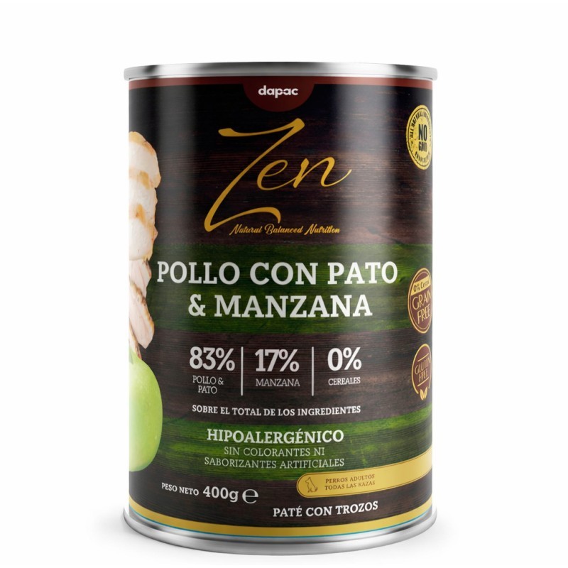 ZEN paté perros POLLO CON PATO Y MANZANA 400 gr (12uds/caja)
