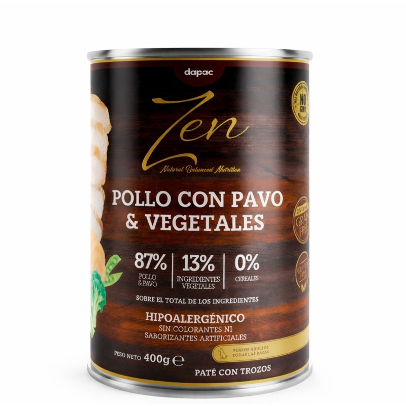 ZEN paté perros POLLO CON PAVO Y VEGETALES 400 gr (12uds/caja)